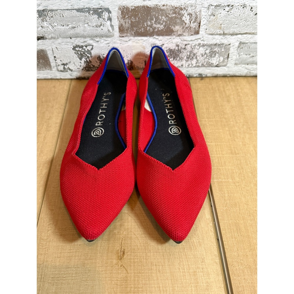Rothy's The Point Flats Womens 9 Red Excellent Pointed‎ Toe Sustainable Knit